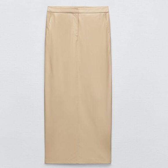 Zara Midi Faux Leather Skirt New - Picture 3 of 9